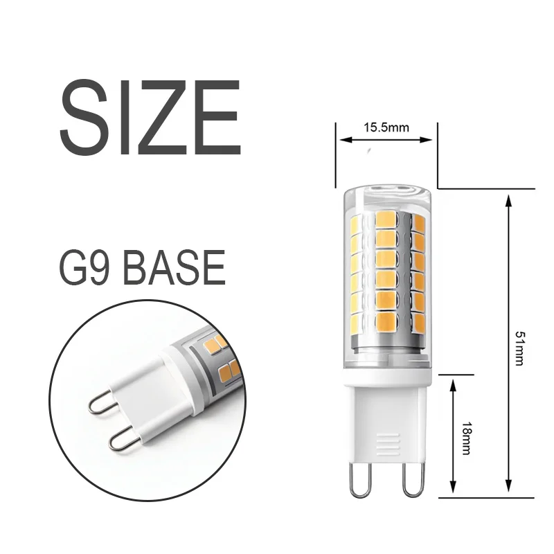 디밍이 가능한 LED G9 전구 깜박임 없음 AC110V 220V 45LED 2835SMD 4W LED 램프 세라믹 홀더 조명 샹들리에 조명 조명