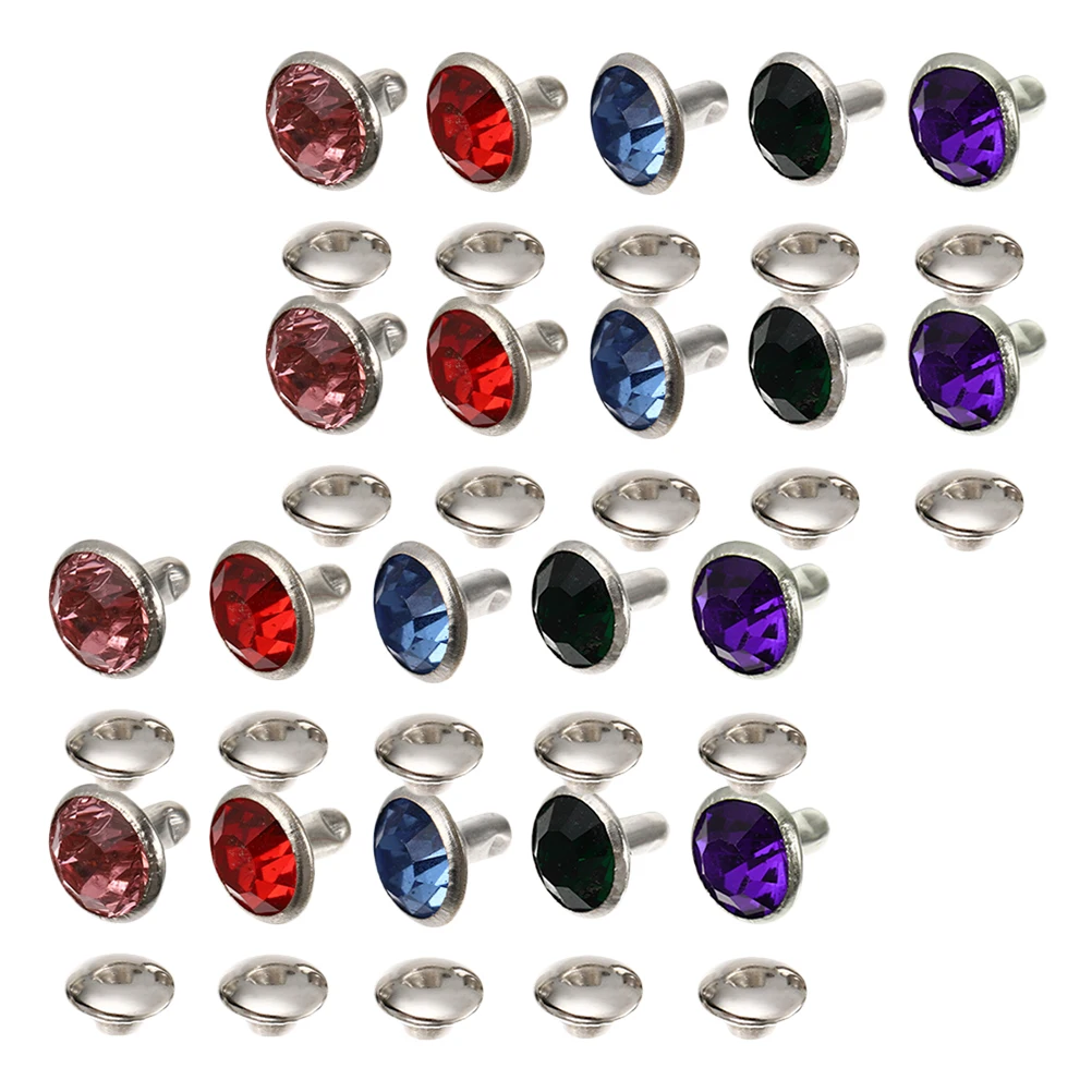 

100pcs Colorful Diamond Decoration Rhinestone Rivets Mixed Colors Durable Material Easy Installation Bag Shoe Hat Clothing