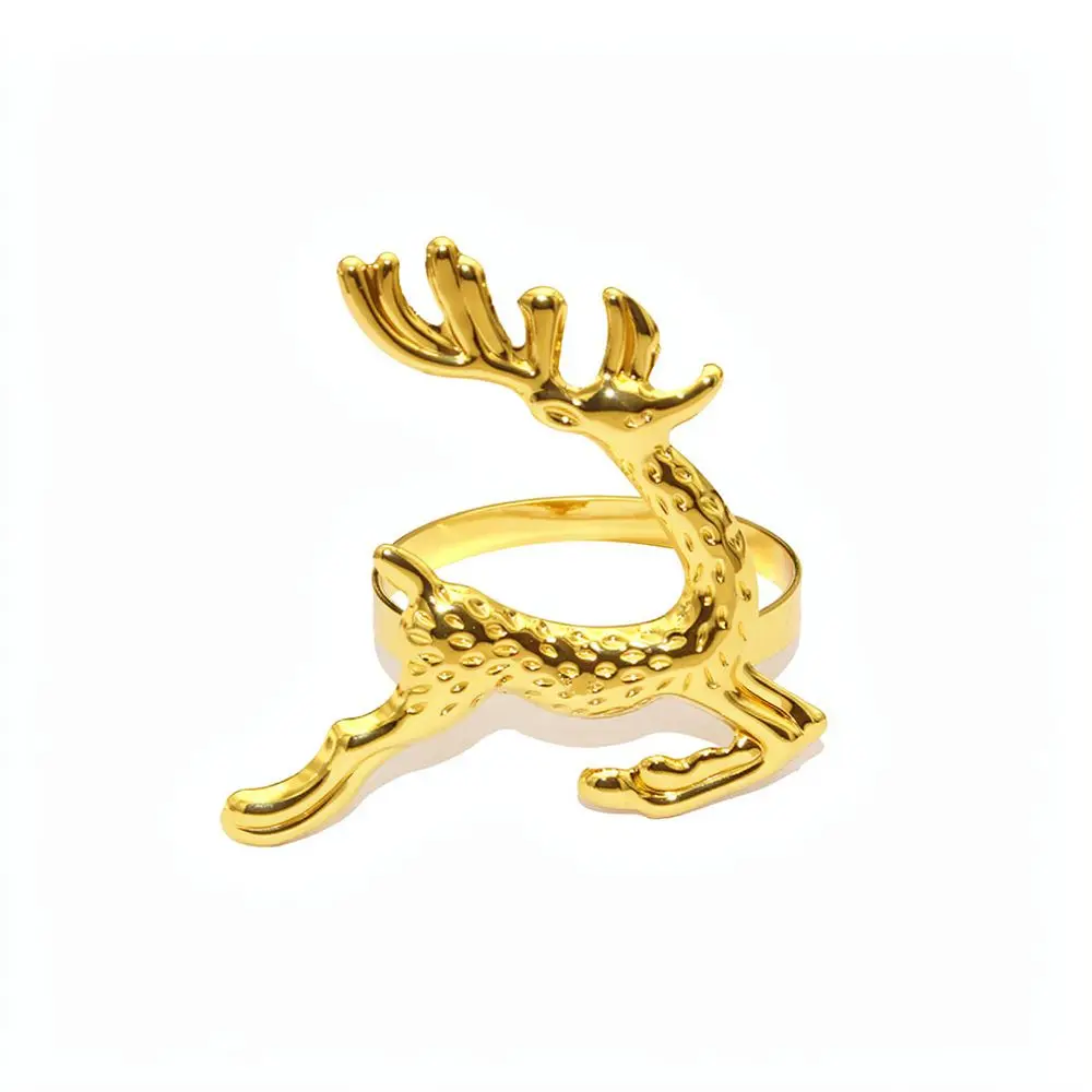 Luxury Gold Reindeer Napkin Ring Metal Deer Table Decor For Festive Dinner Holiday Party Kitchen Accessories Decor