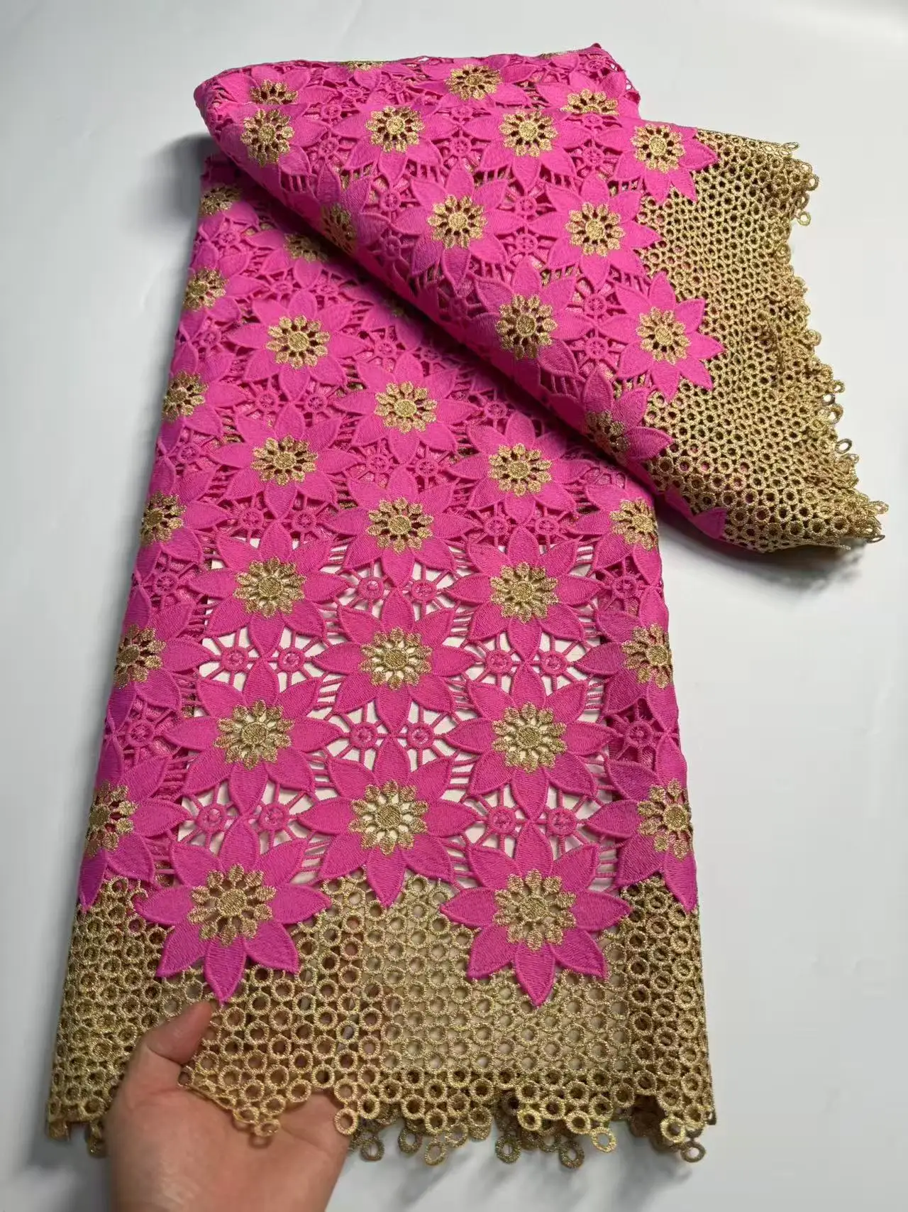 New Arrival African Water Soluble Lace Fabric 2024 High Quality Nigerian Guipure Cord Lace Fabric For Woman Praty Dress
