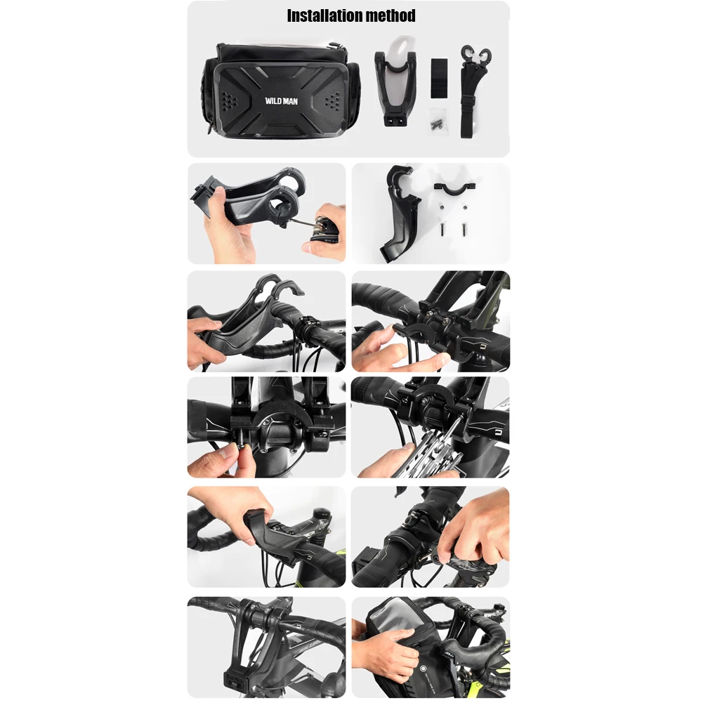 Bicycle Front Tube Bag 4L Handlebar Camera Waterproof Shoulder Bags for WILD MAN Outdoor Cycle Biking Entertainment