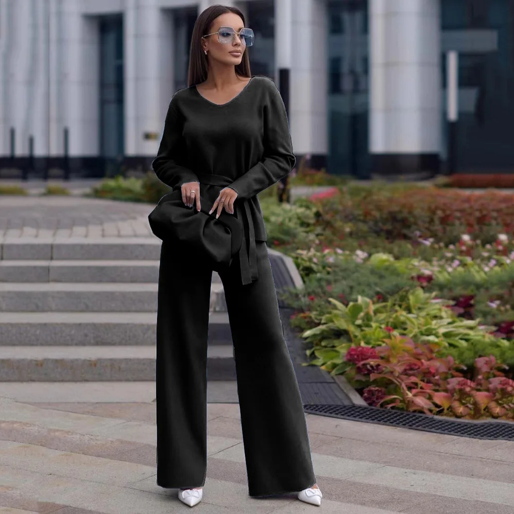 2024 New Solid Color Street Suit Simple Fashion Casual Sweater