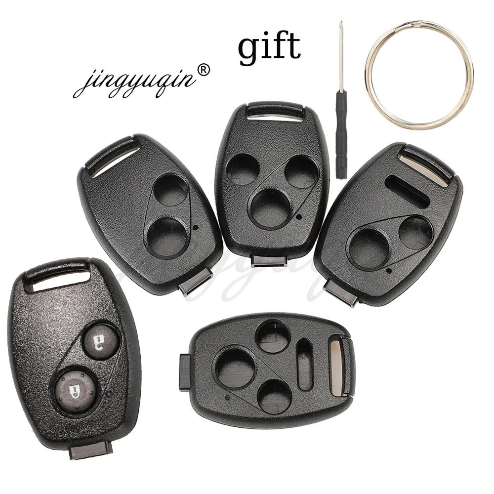 jingyuqin Remote 2/3/4 Buttons Car Key Case Shell Fob Cover For HONDA Accord CRV Pilot Civic GIFT Keychain Screwdriver