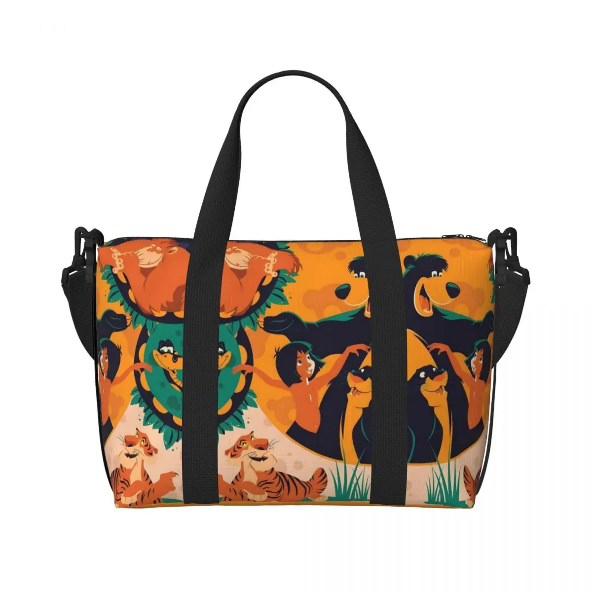 

Пляжная большая сумка на заказ The Jungle Book, женская очень большая сумка для спортзала, дорожные сумки для покупок из фильма музыкальных приключений