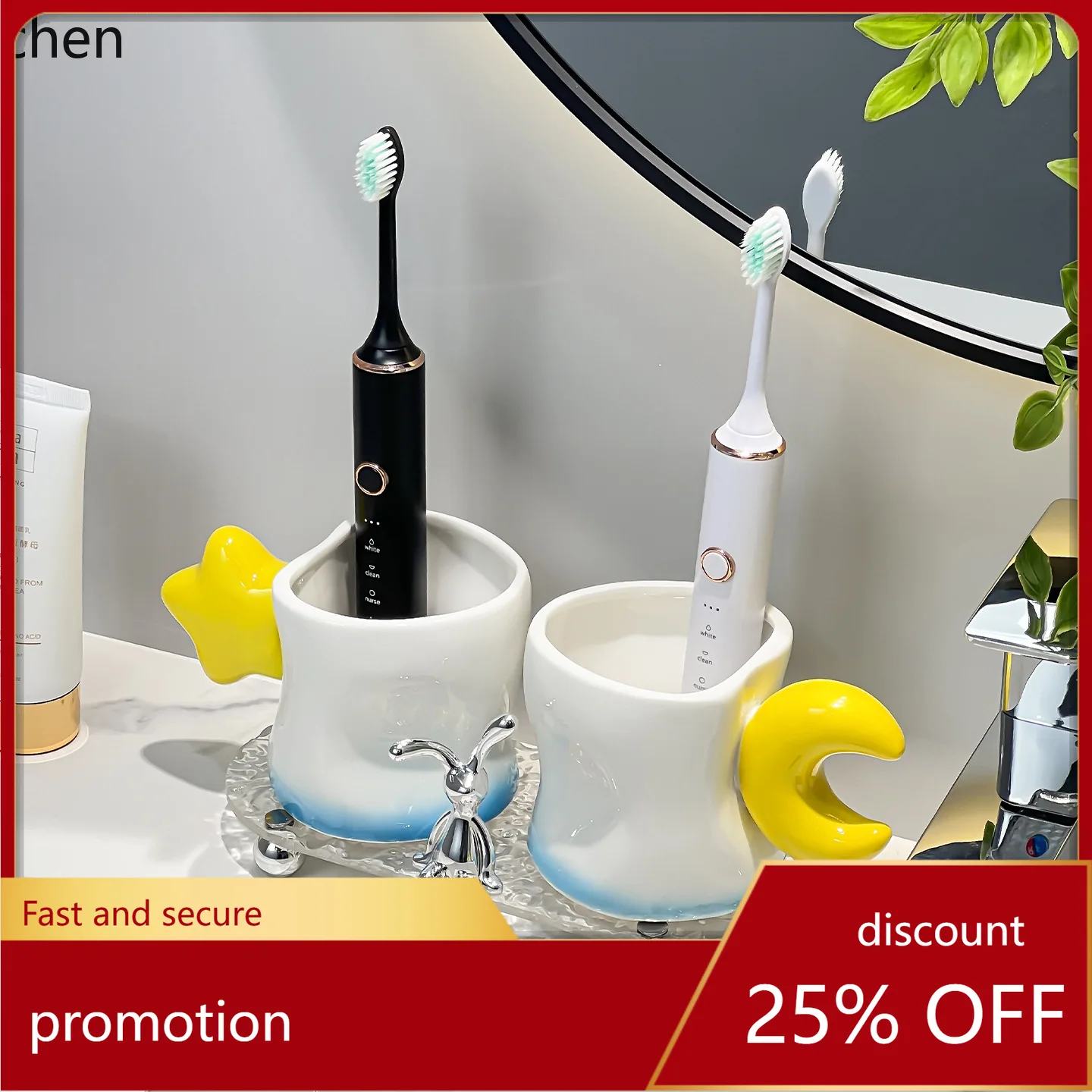

Zml ceramic mouthwash cup - stylish home toothbrushing cup for bathroom washroom