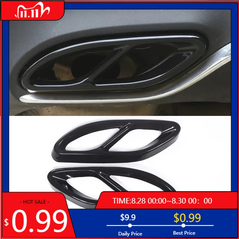 

Наклейки на интерьер Cubierta de tubo de escape, embellecedores negros para Mercedes Benz GLC C E Class C207 Coupe 14-17, 2 шт.