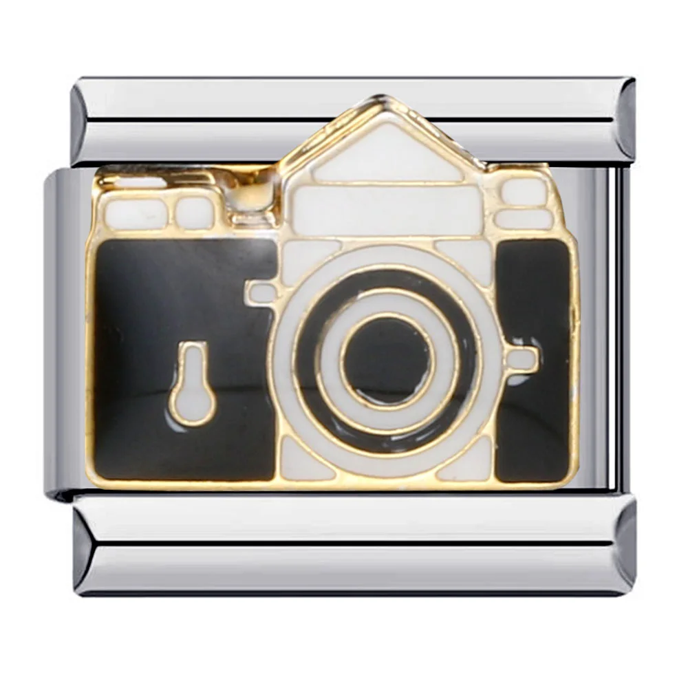 Fashion Camera Car Airplane Dice Chess Card Jewelry Italian Link Fit 9mm Stainless Steel Charm Beads Making DIY  Bracelets Gifts