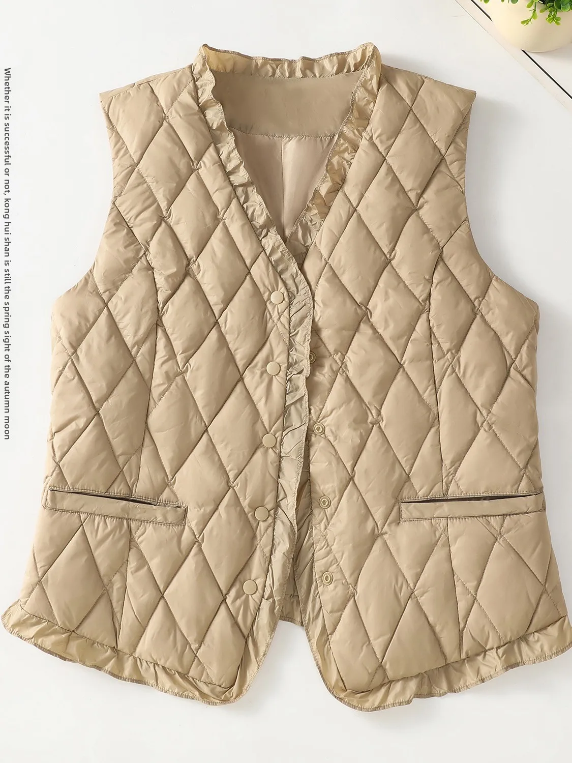 Lightweight ort Quilted Cotton Jaet Women's Winter Vest Warm oulder Pad V-ne Floral Embroidery Small Outerwear