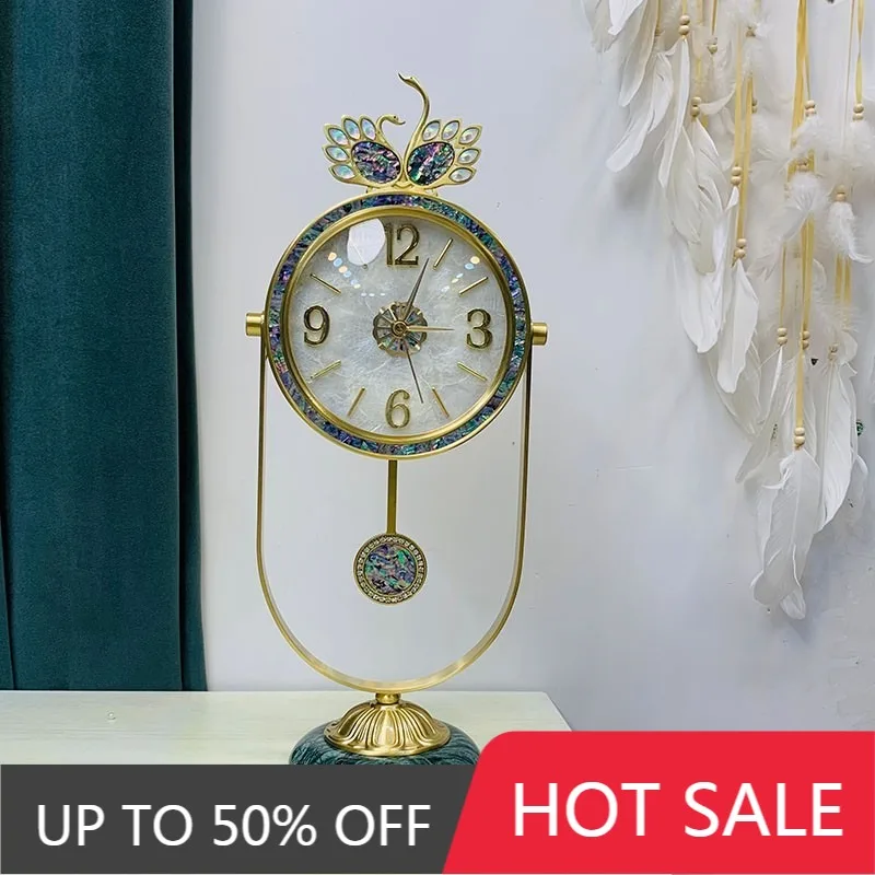 Shell Table Clock Luxury Silent Desk Clock Bedrooms Retro Desktop Clocks Aesthetic Pendulum Clocks Interior Home Decoration