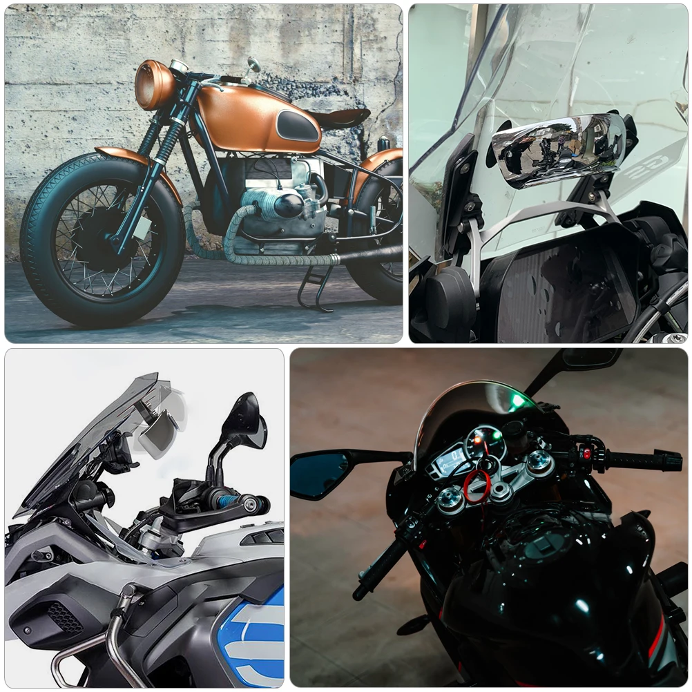 

1pc Motorcycle Windshield Mirror Wide Angle Rearview Mirror For Scooter Durable Universal Fit