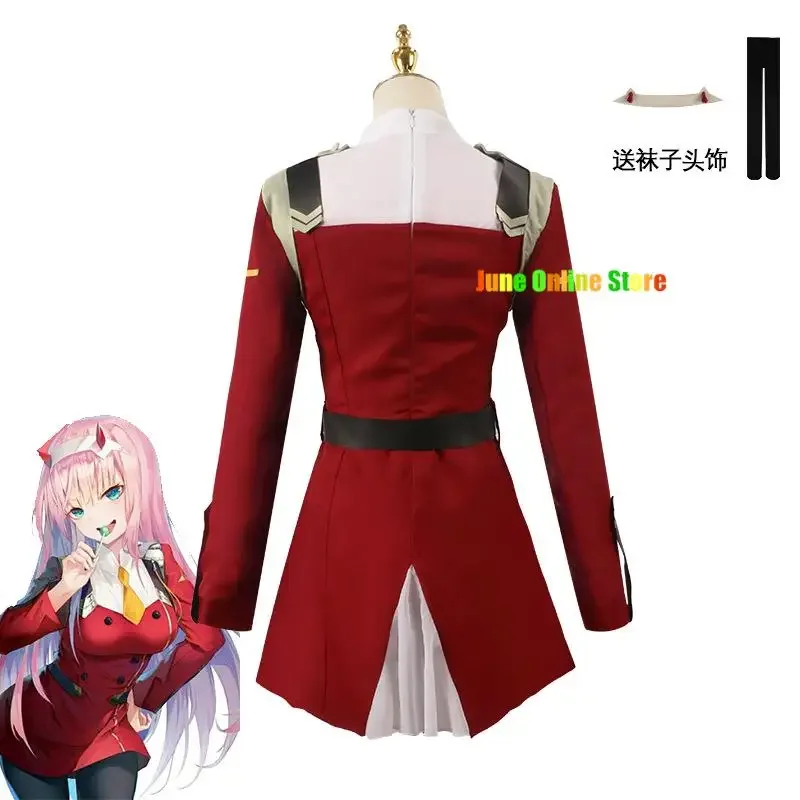 O franxx zero vestido dois para as mulheres, estilo europeu e europeu, vestido sexy com bandana, peruca e sapatos, 02