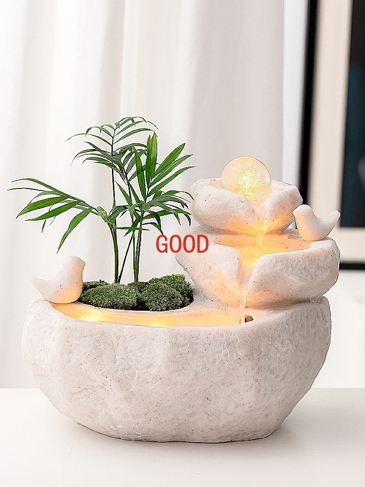 

Rockery Water Humidification Purification Bonsai Desktop Fountain Shop Good Fortune Ball Gold Jubao Water Landscape Decoration