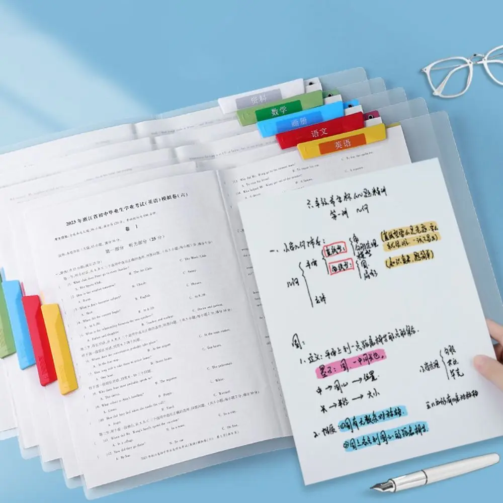 Classeur A4 à Ouverture Latérale, réinitialisation de Rangement pour Papier de Test Transparent avec Étiquette, Anti-Poussière, 5 Pièces