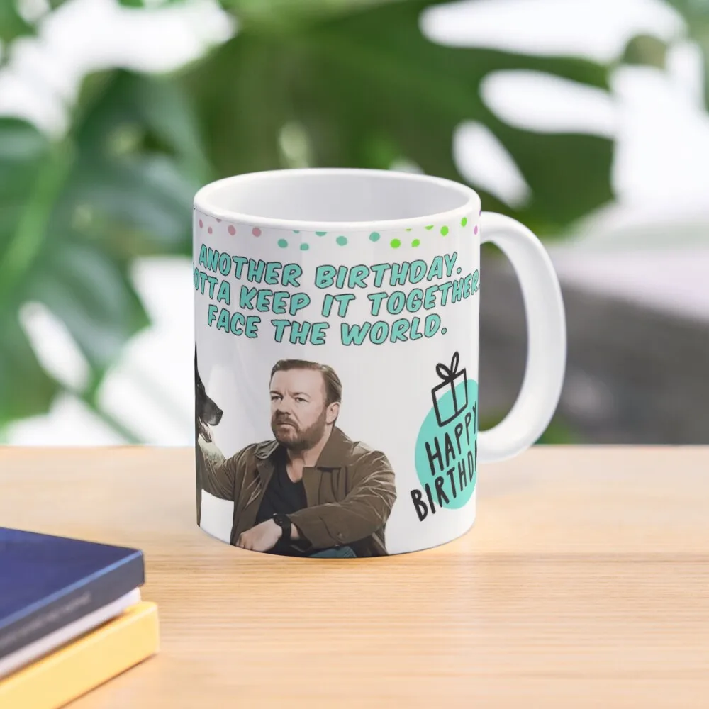 Ricky Gervais After Life Birthday Cards  Mug Picture Gifts Handle Round Cup Tea Photo Drinkware Image Design Coffee Printed