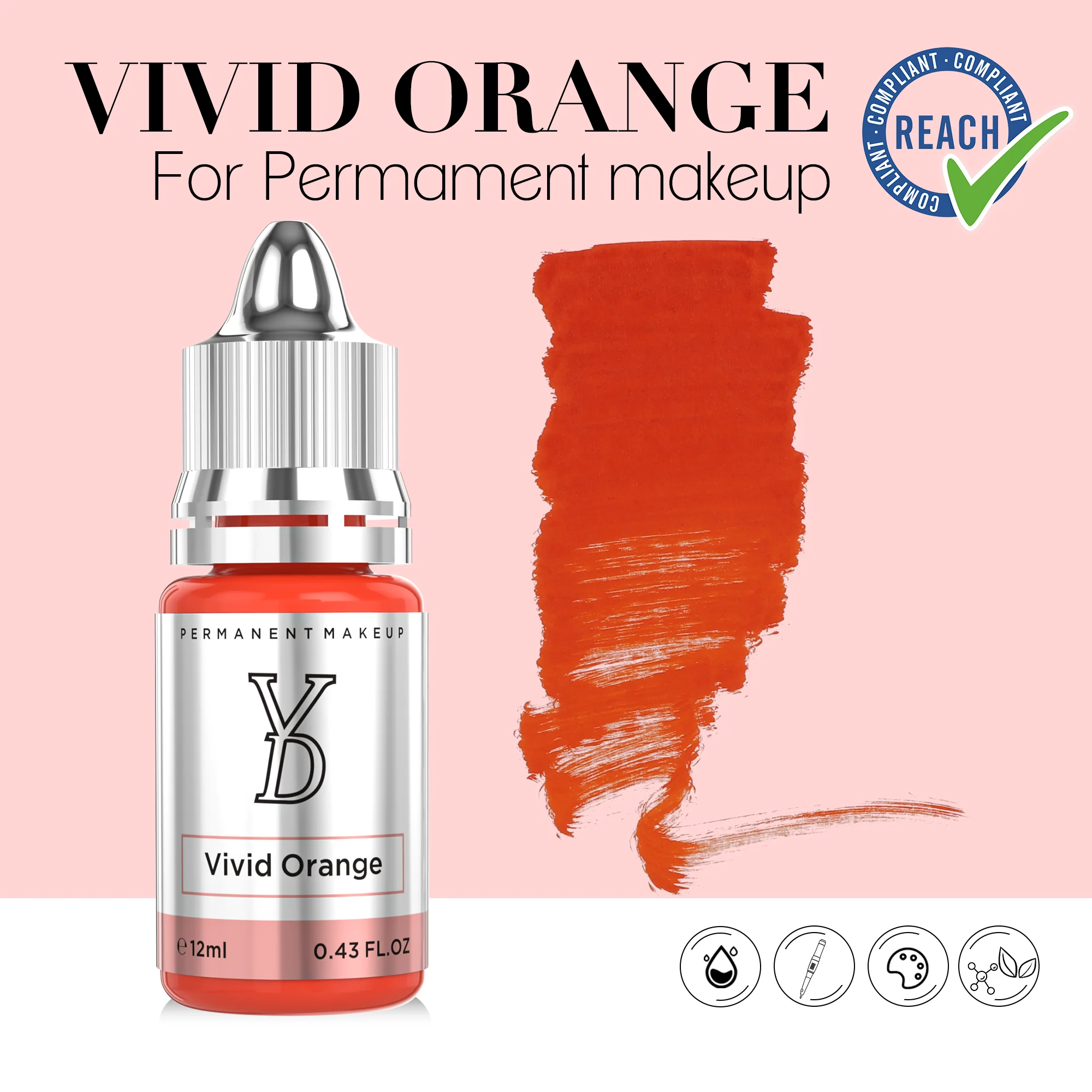 Tattoo Ink YD 12ml Vivid Orange Lips Pigment Professional Beauty Micropigmentation Pigment Permanent Tattoo Makeup Supplies