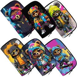 Kawaii Graffiti Bear Print Wallet Women Coin Money Bag Credit Card Holder Phone Organizer Clutch Cartoon Long Wallet Gift