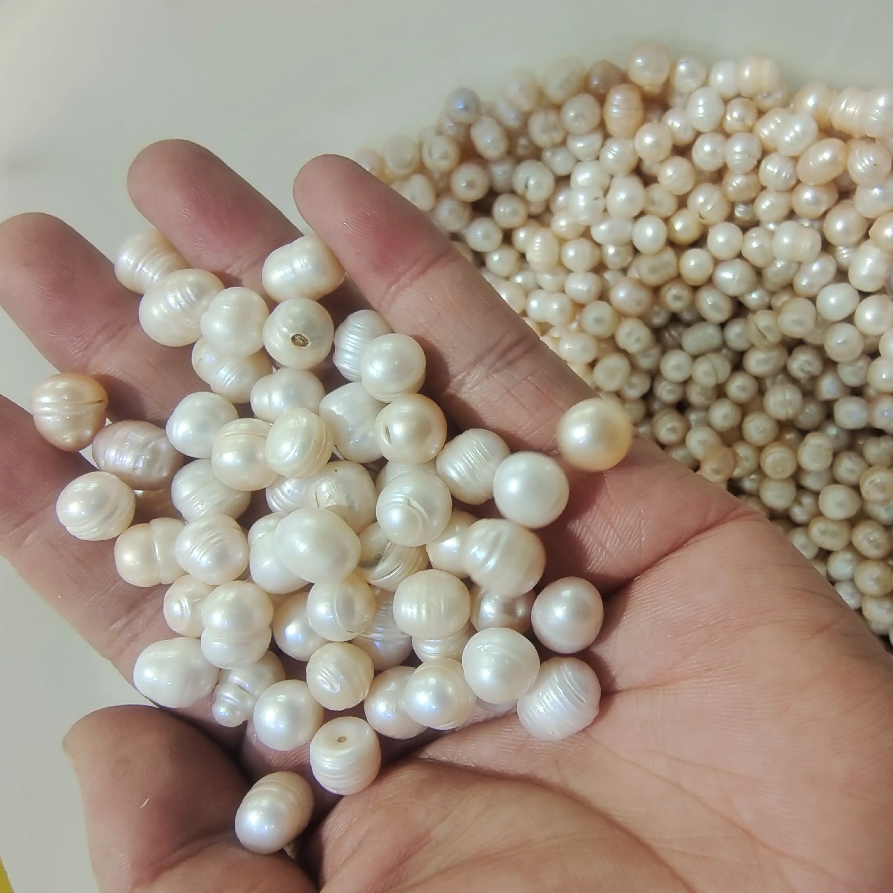 8-9mm Natural Pearls Cultured White Oval Pearl Beads Jewelry Making DIY Accessories Craft Earrings