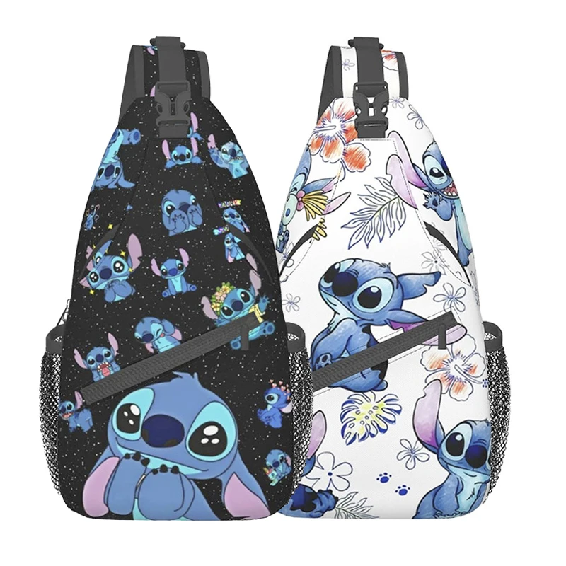 Disney Lilo and Stitch Casual Shoulder Bag Cute Cartoon 3D Print Women Crossbody Bag Portable Sports Chest Bag Girls Gifts