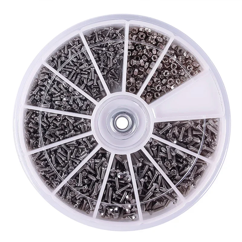 600Pcs Screws Nuts Repair Kits 12 Kinds Stainless Steel Tiny Hex Assortment Kit   For Glasses Sunglass Watch Screwdriver