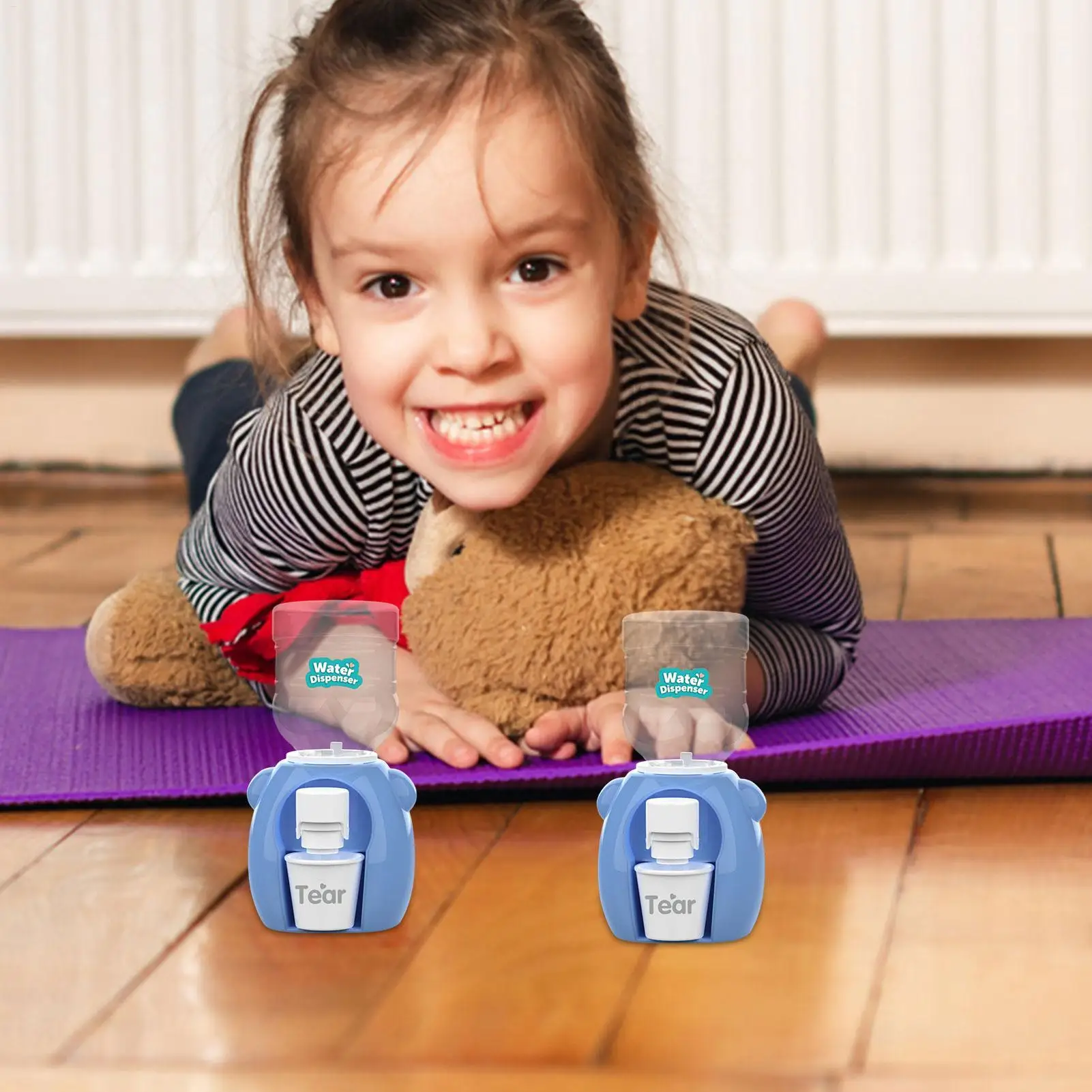 Mini distributore d'acqua doppio per bambini giocattolo con acqua calda carina succo di latte fontana simulazione giocattoli da cucina Montessori