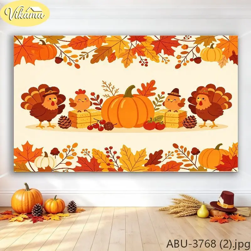VIKAMA Tractor & Wreath Polyester Wall Tapestry, Machine Washable, Decor for Living Room Bedroom Dorm