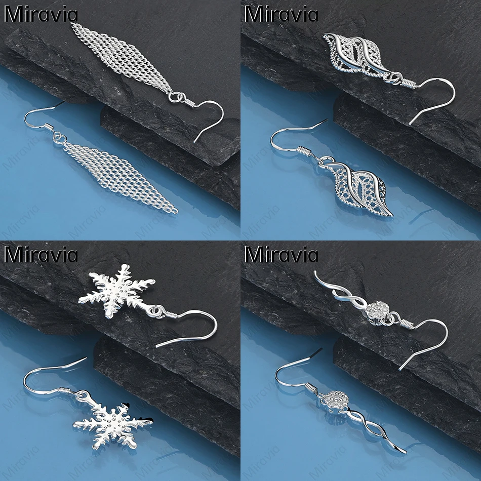 

Miravia 925 Sterling Silver Geometric Zirconia Earrings Women Fashion Romantic Wedding Party Jewelry