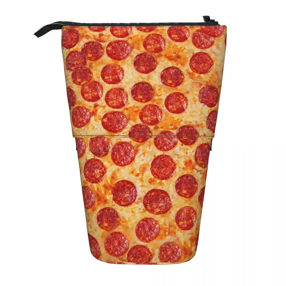 Estuche para lápices reversible con patrón de pizza de pepperoni realista, bolsa para lápices, caja para lápices de gran capacidad, bolsa para lápices para la escuela de niños