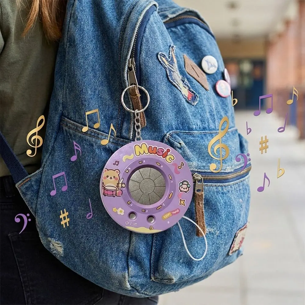 New Cartoon Mini Piano Keychain Plastic Round Shape Musical Toy Playable Keyboard Cute Style Bag Decor Party Favor