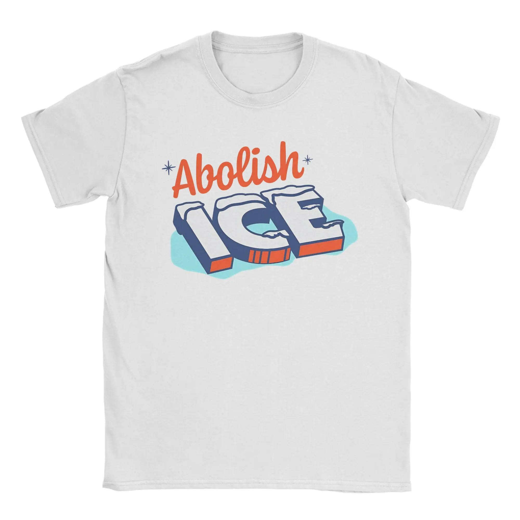 

Men T-Shirt Abolish Ice Funny Design Fashion Pure Cotton Tee Shirt Short Sleeve T Shirts Round Neck Tops Plus Size