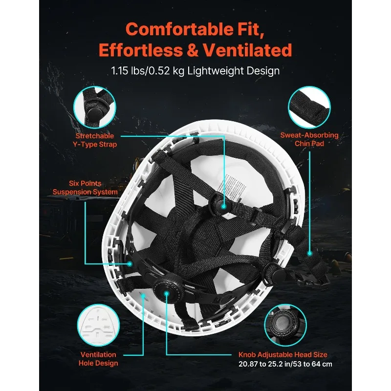 Capacete de segurança de construção ventilado classe C capacete de segurança branco para homens e mulheres