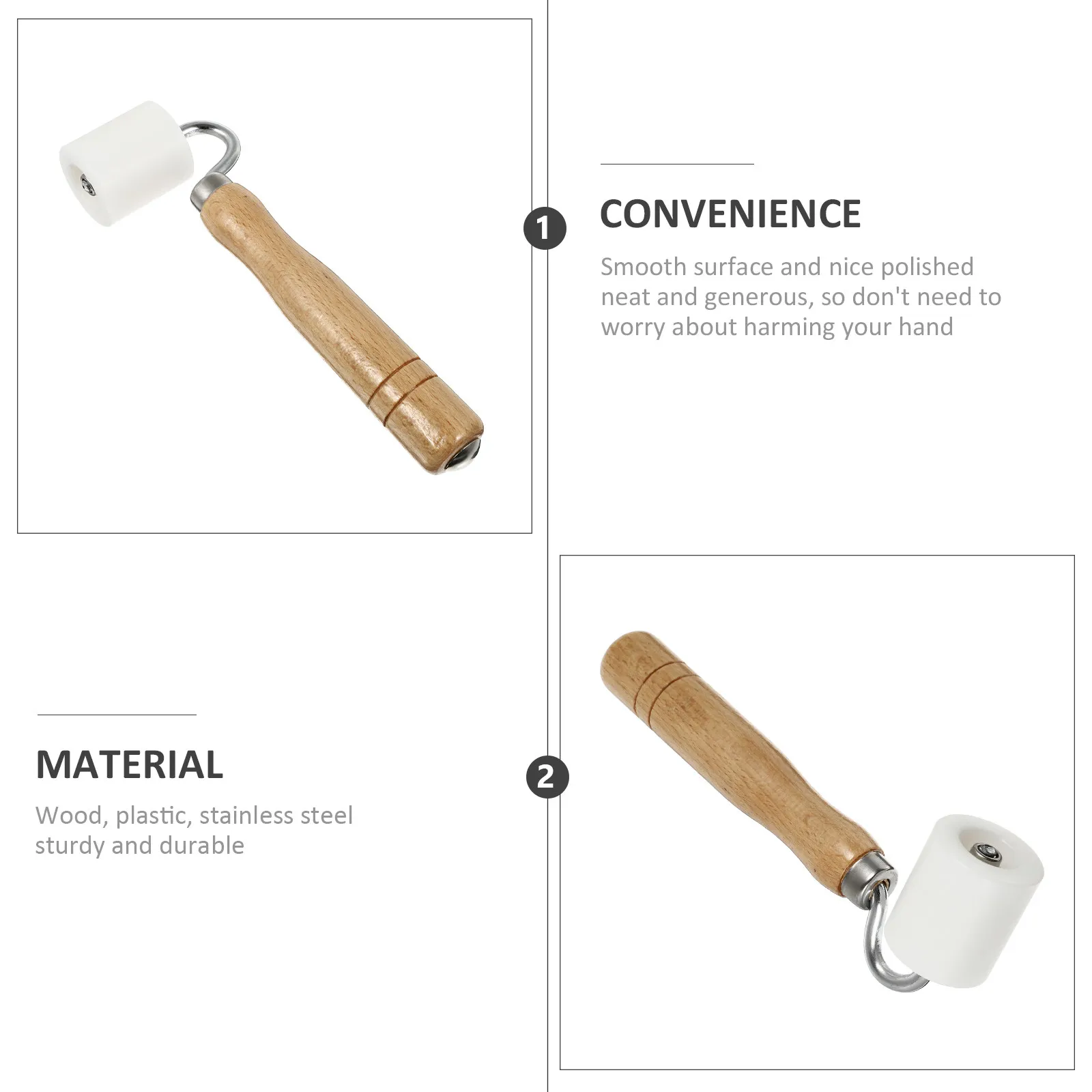 Flat Pressure Wallpaper Roller Wooden Handle Construction Tool Seam Roller for Ordinary Thickened Non-Woven Fabric and Foil