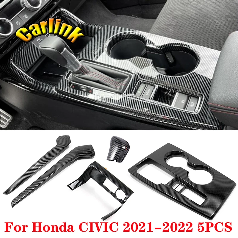 

For Honda Civic 11th gen 2021 2022 ABS Carbon/Red/Silver Car NavigFor Honda Civiation Rear Trim Frame Interior Accessories 1PCS