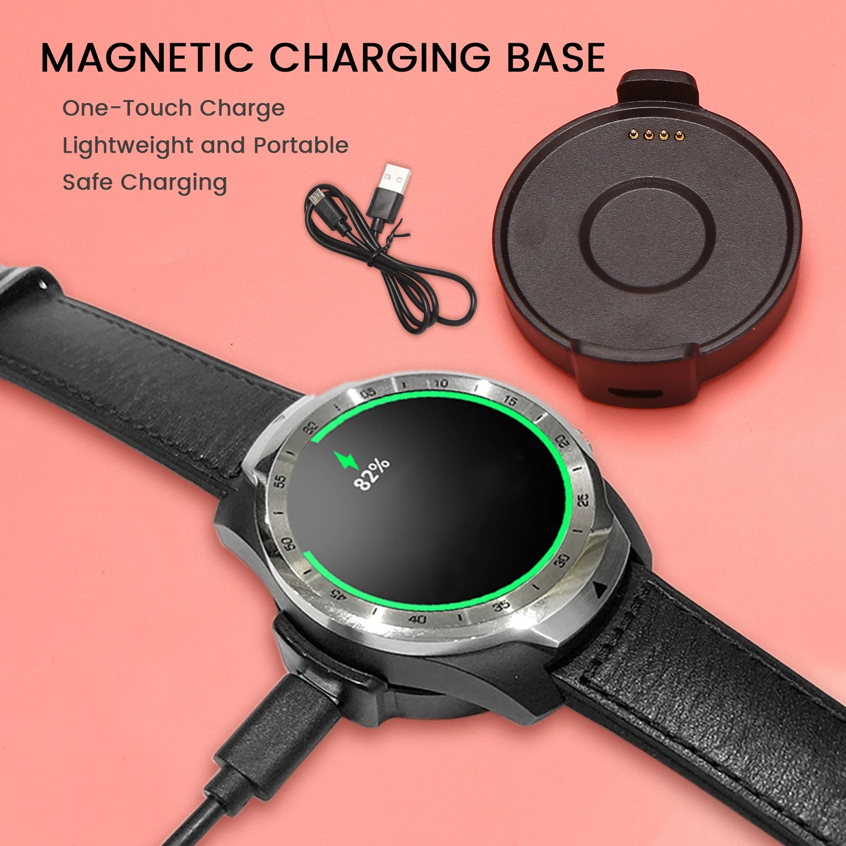 Ticwatch Pro USB Smart Watch Charger, Dados e Dock Charge Dock, Bluetooth, 1M Cabo de sucção magnética