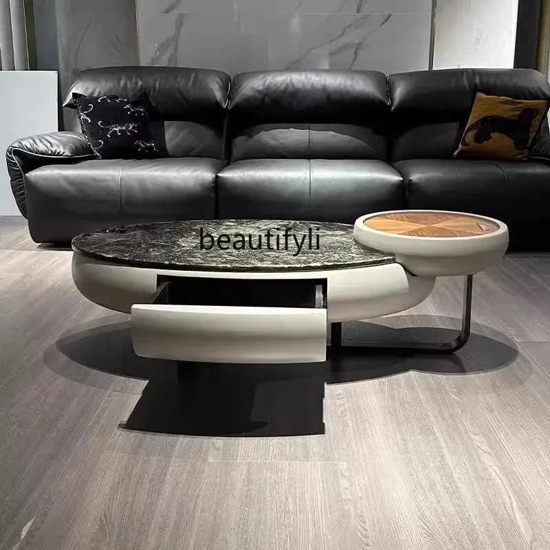 

Natural platinum diamond luxury stone coffee table Italian light luxury home modern designer creative high-end coffee table