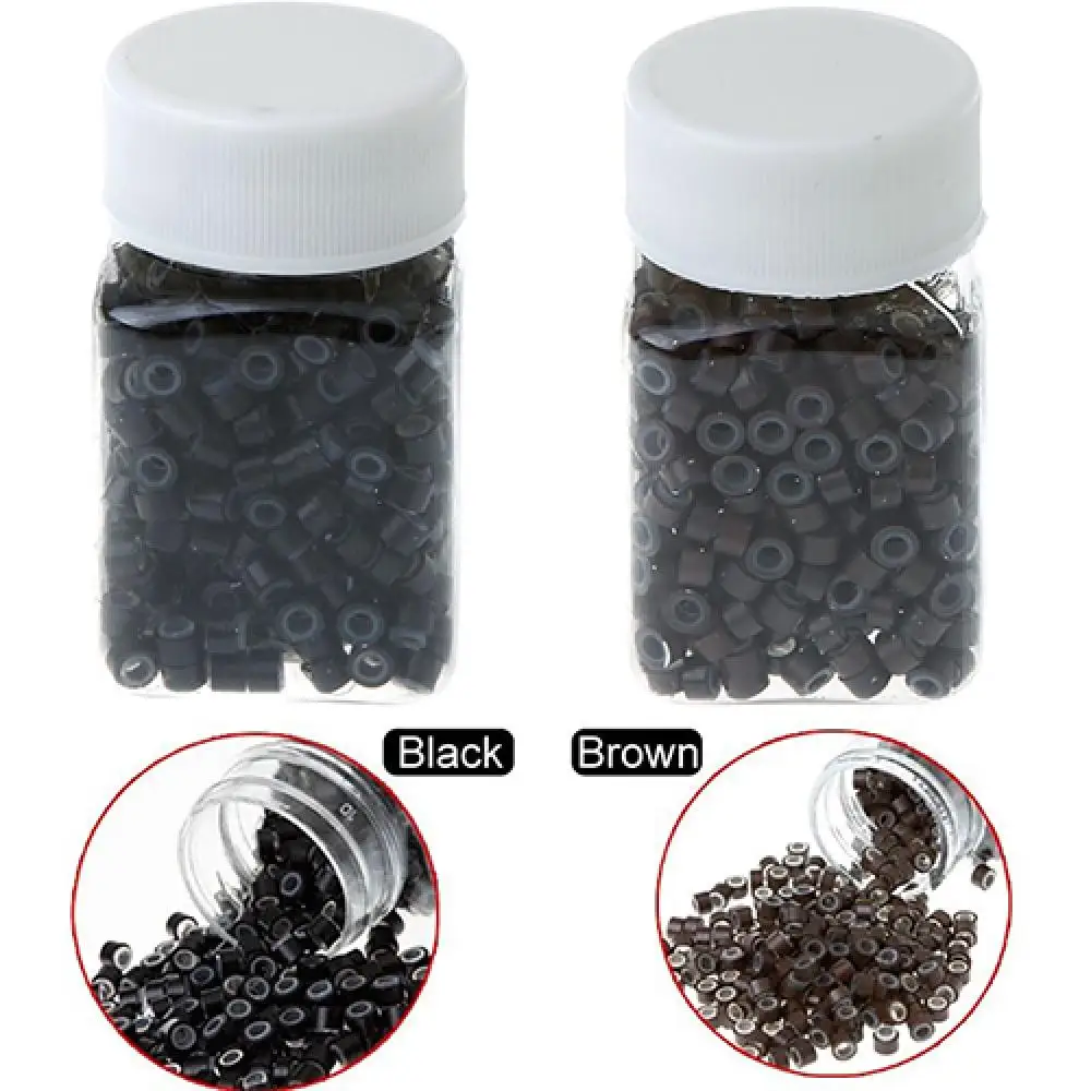 500Pcs Micro Silicone Lined Rings/Links/Beads MICRO Ring Link Crimp Beads Hair Extensions Tools Silicone Nano Beads Hair Rings