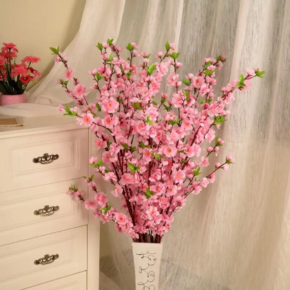 65cm Artificial Cherry Blossom Flower Silk Peach Flowers Fake Plants Arrangement for DIY Garden Home Wedding Party Decor Pi T9C5