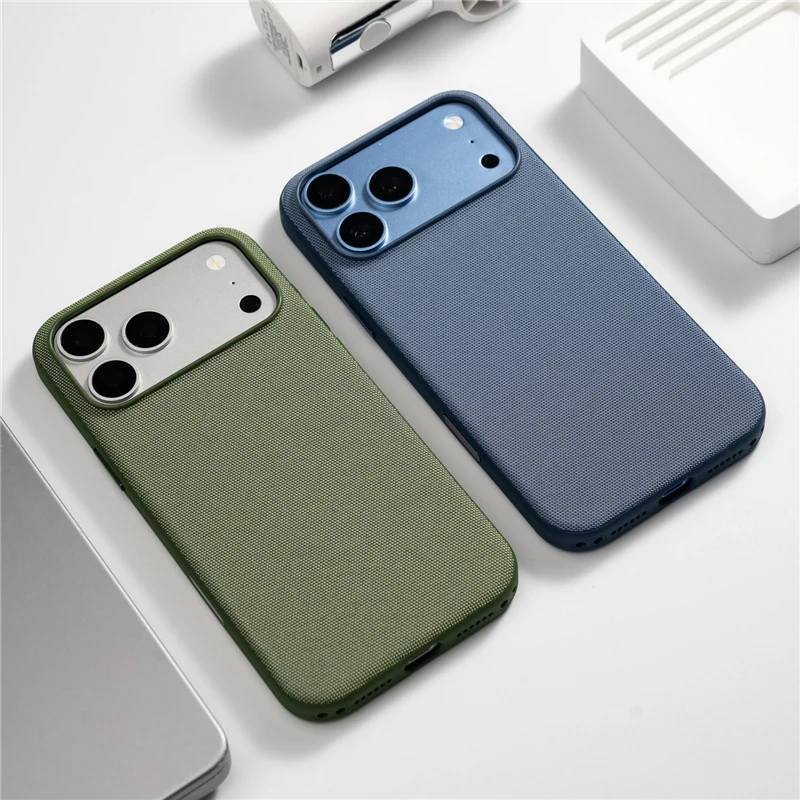 Etui z tkaniny Origin Tech z magnetycznym zamknięciem do iPhone 18 Pro, 17 Pro, 16, 17 Pro Max, z przyciskiem sterowania aparatem, kompatybilne z MagSafe, matowa tylna obudowa. — zdjęcie produktu 4