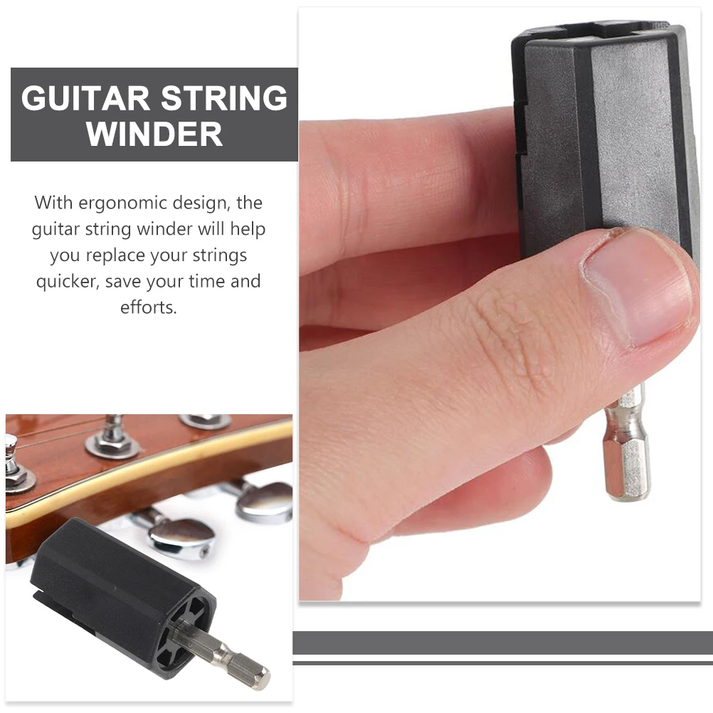 

2 Pcs Guitar String Winder Tool Maintenance Plug for Electric Guitars Banjos Bass Mandolins Stringed Instrument Supplies Black