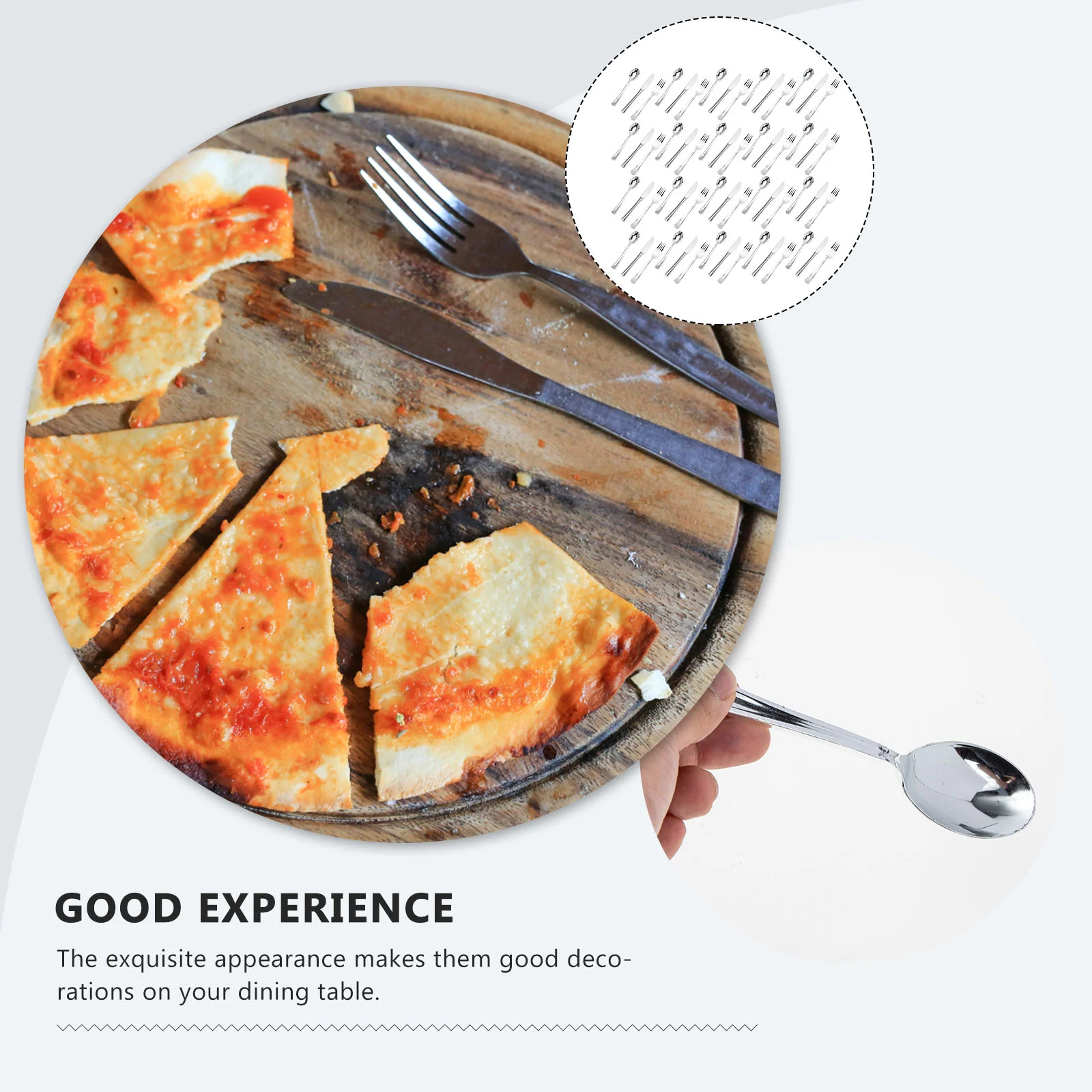 10 Sets Disposable Tableware Dinner Serving Cutlery Silver Plastic Silverware One-time Party Spoons Flatware