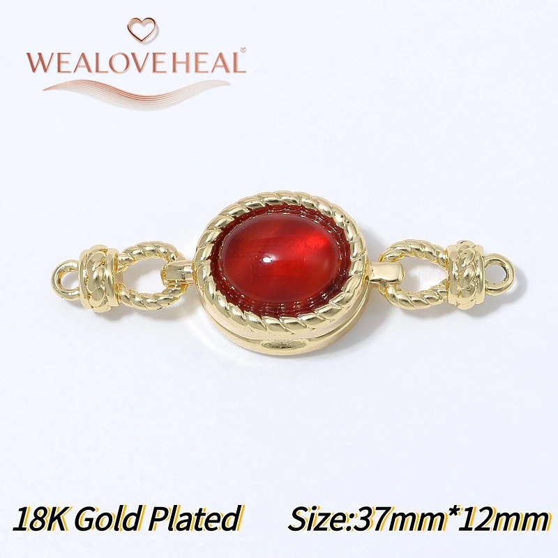 verschluss schmuck, armband verschluss, 18K Vergoldeter Messing-Magnetverschluss 37x12mm Ovaler Edelstein-Verbinder für DIY Perlenkette Armband Schmuckherstellung Zubehör – Detail 19