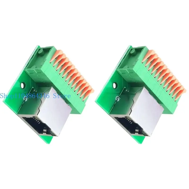 5asd RJ45 Ethernet Female Connectors DIN Mountable LED Terminals Block No Solder