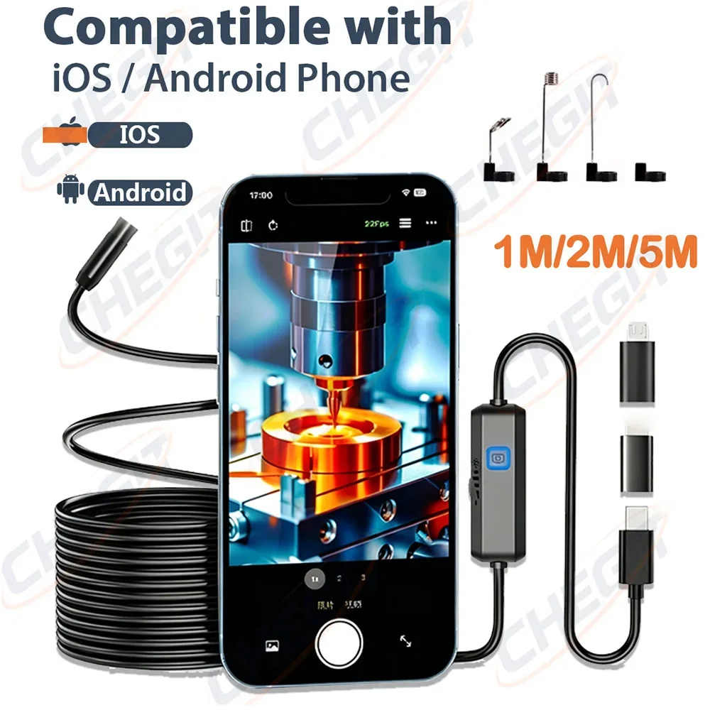 New 8mm HD Endoscope Automotive Boroscope Inspection Device Camera For Iphone IOS Android Smart Phone Type C Cars Mobile