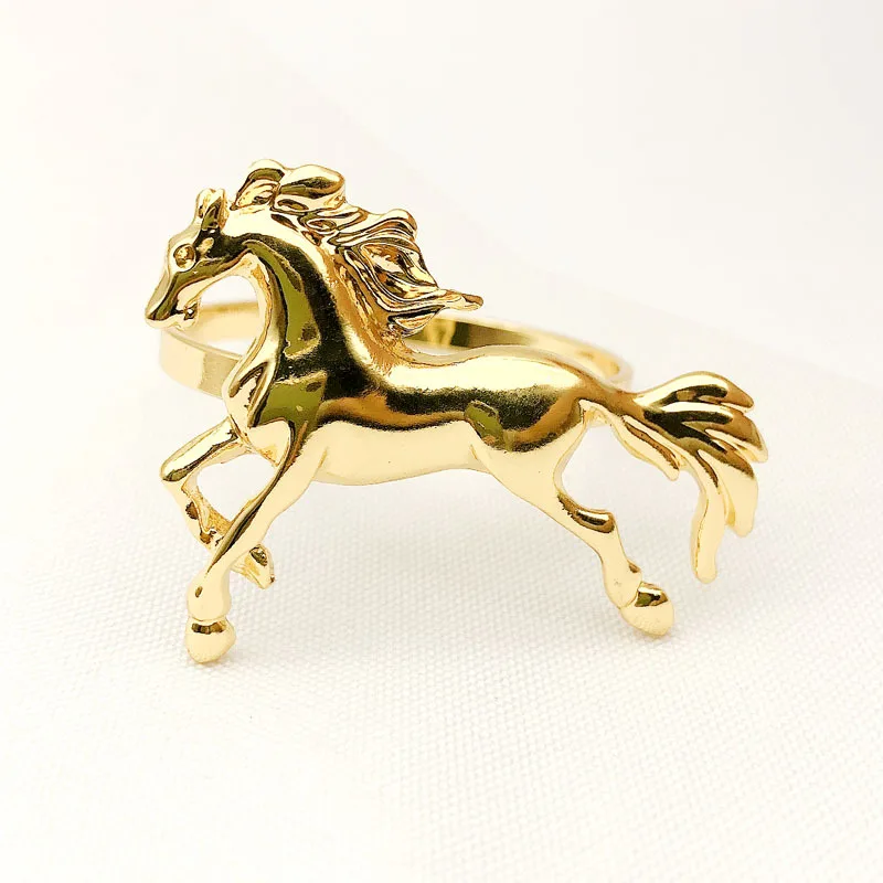 

6PCS Golden and Silver Pony Napkin Ring, Metal Buckle, Hotel Napkin Holder, Suitable for Wedding, Holiday Party Supplies