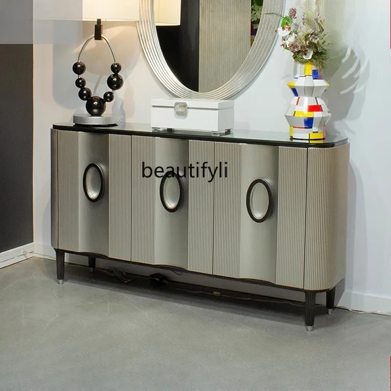 

Sideboard Cabinet Living Room Floor-standing Decorative Storage Cabinet Modern Solid Wood Carved Organizer Entrance Cabinet