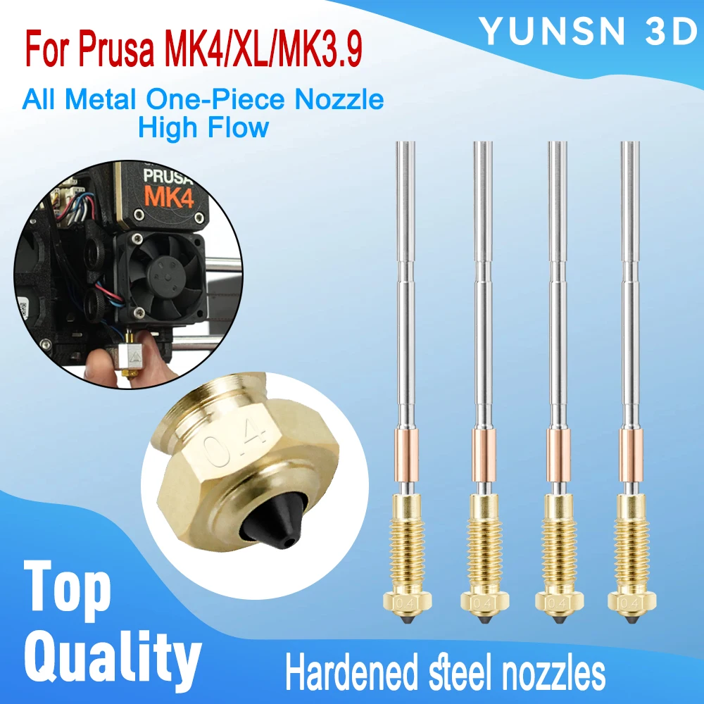 Upgraded Hotend Nozzle For Prusa MK4/XL/MK3.9 All Metal One-Piece Hardened Steel Nozzle 0.4mm Durable High Flow 3D Printer Part