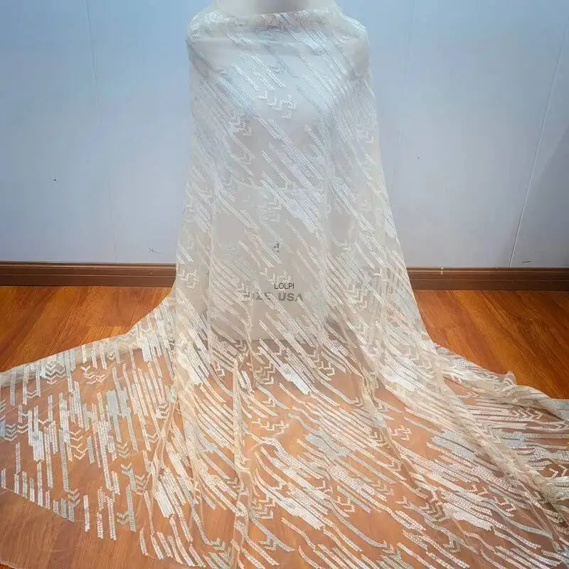 

Heavy Lace Mesh Sequin Beaded Fabric Wedding Dresses Women's Clothing Diy Making Accessories