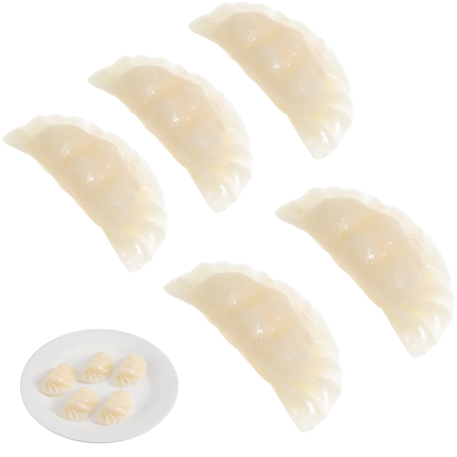 5 Pcs 6cm Imitation Dumplings Food Replica House Stress Ball Lifelike Decoration Simulated Pvc Simulation