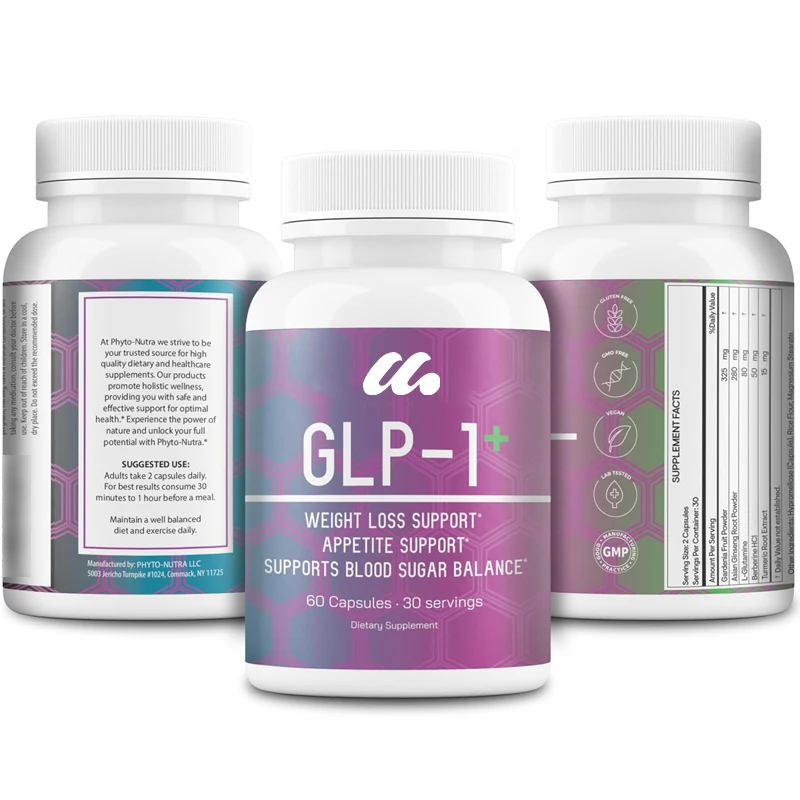 GLP-1+vegetarian, natural supplement, non GMO, gluten free, GLP 1-60 capsules