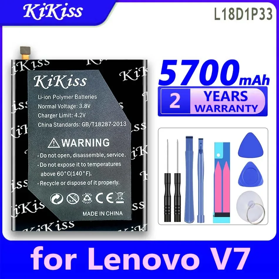 

5700mAh KiKiss Powerful Battery L18D1P33 for Lenovo Tab V7 PB-6505M 6505N 6505MC High Quality Batteries