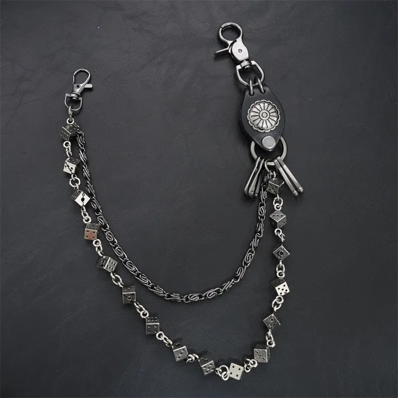 Men Vintage Long Metal Rock Trousers Hipster Pant Jean Keychain Ring Clip Tassel Keychains Women Accessory